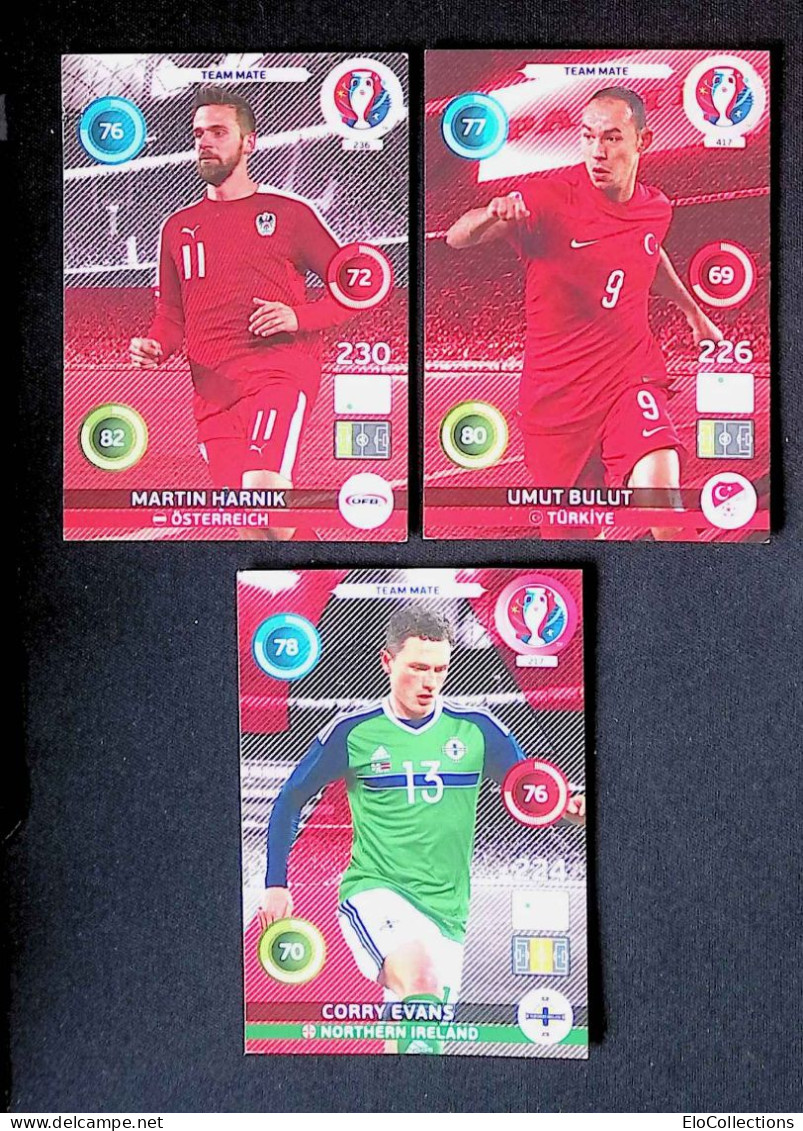 Trading Cards, Carte De Collection, Sports, Football, UEFA And EURO 2016, Panini, LOT DE 3 TRADIND CARDS - Trading Cards