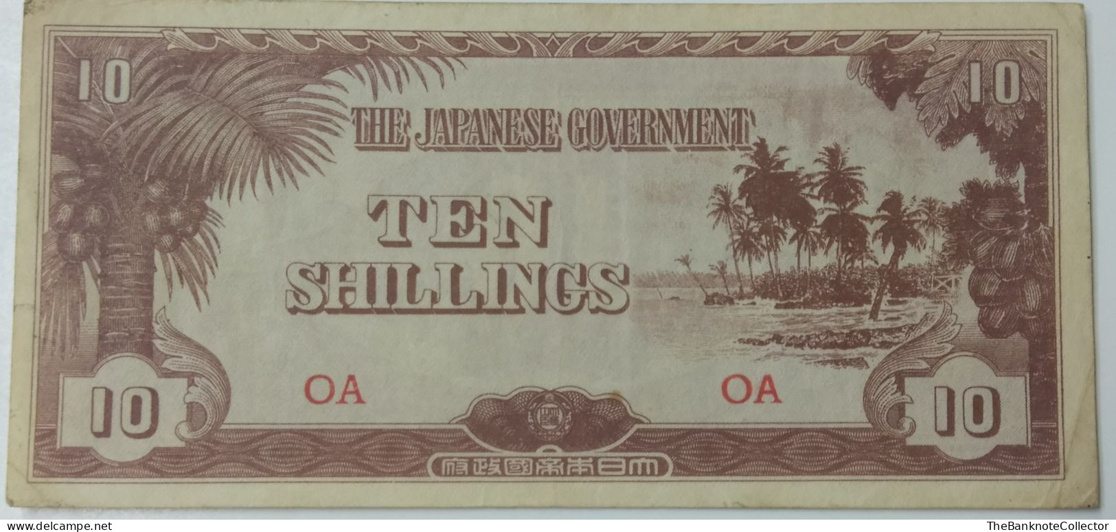 Japan Government Occupation JIM Oceania 10 Shillings WWII ND 1942 P-3  VF+ - Japon