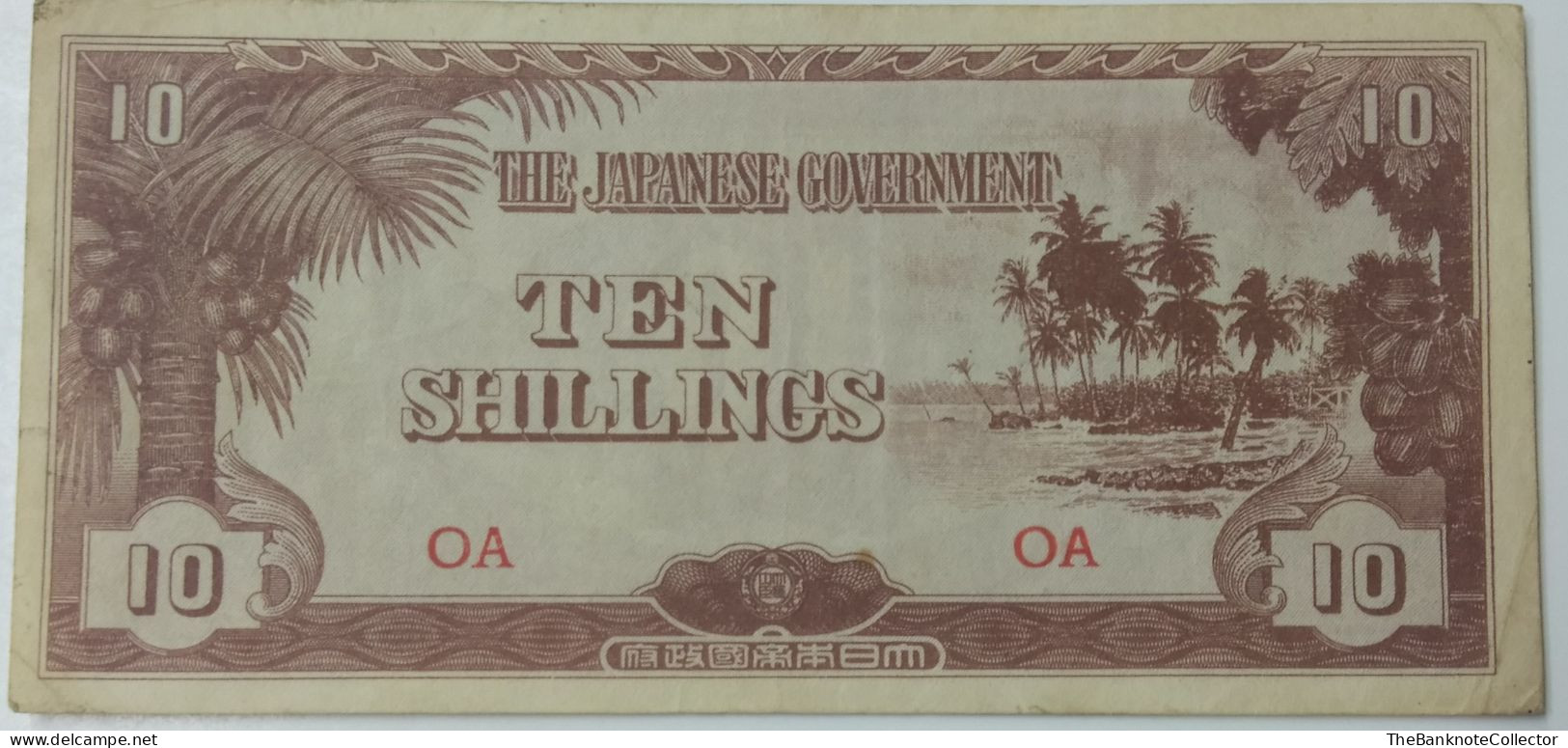 Japan Government Occupation JIM Oceania 10 Shillings WWII ND 1942 P-3  VF+ - Japón