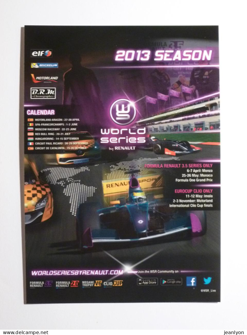 RENAULT - VOITURE - FORMULE 1 / Eurocup Clio - Automobile - Carte Publicitaire World Series 2013 - Grand Prix / F1