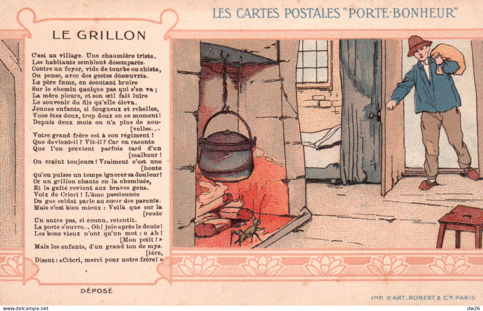 Fantaisie - Illustration Non Signée: Les Cartes Postales Porte-Bonheur, Le Grillon - Carte Robert & Cie Non Circulée - Verzamelingen & Kavels