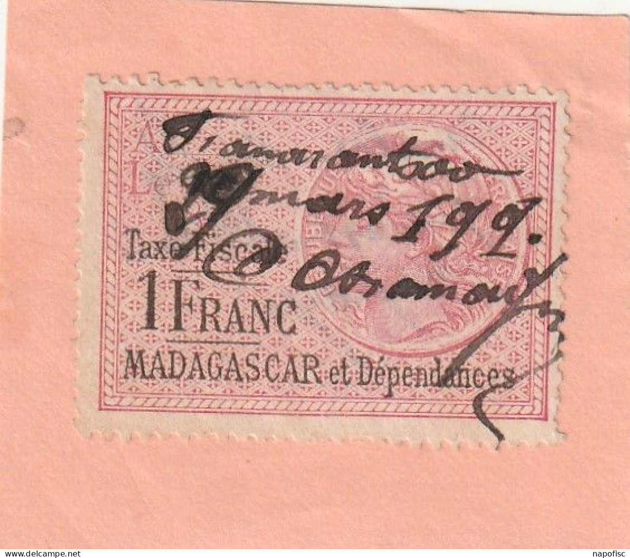 Madagascar & Dépendances Timbre Fiscal 1 F - Other & Unclassified