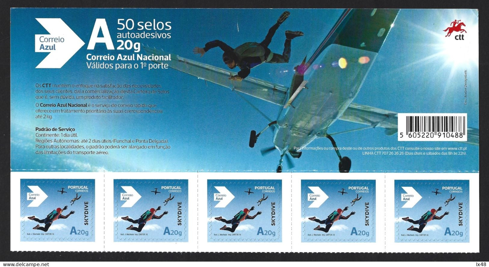 Skidive. Skydiving. Jump With A Parachute. Block Five Skidive Blue Mail Stamps. Schleudern. Fallschirmspringen. Skiduik. - Fallschirmspringen