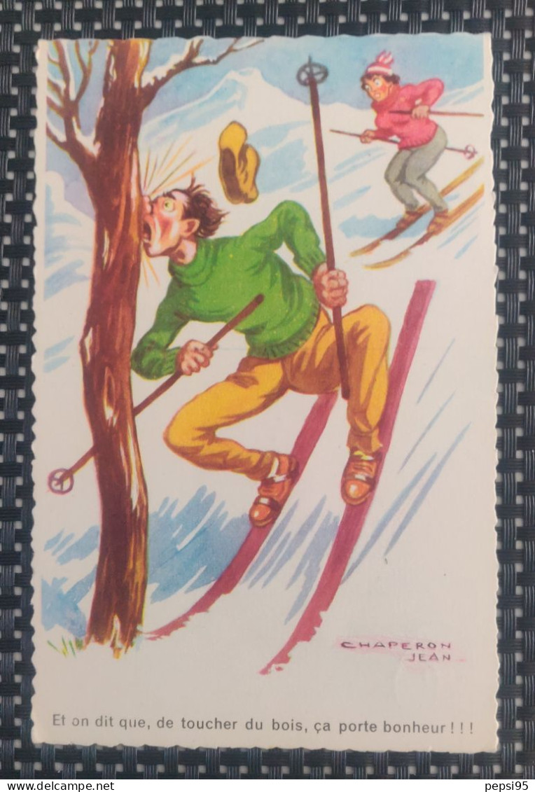 Carte Postale Illustrateur Jean CHAPERON - Lot De 4 Cartes Thème SKI - Chaperon, Jean