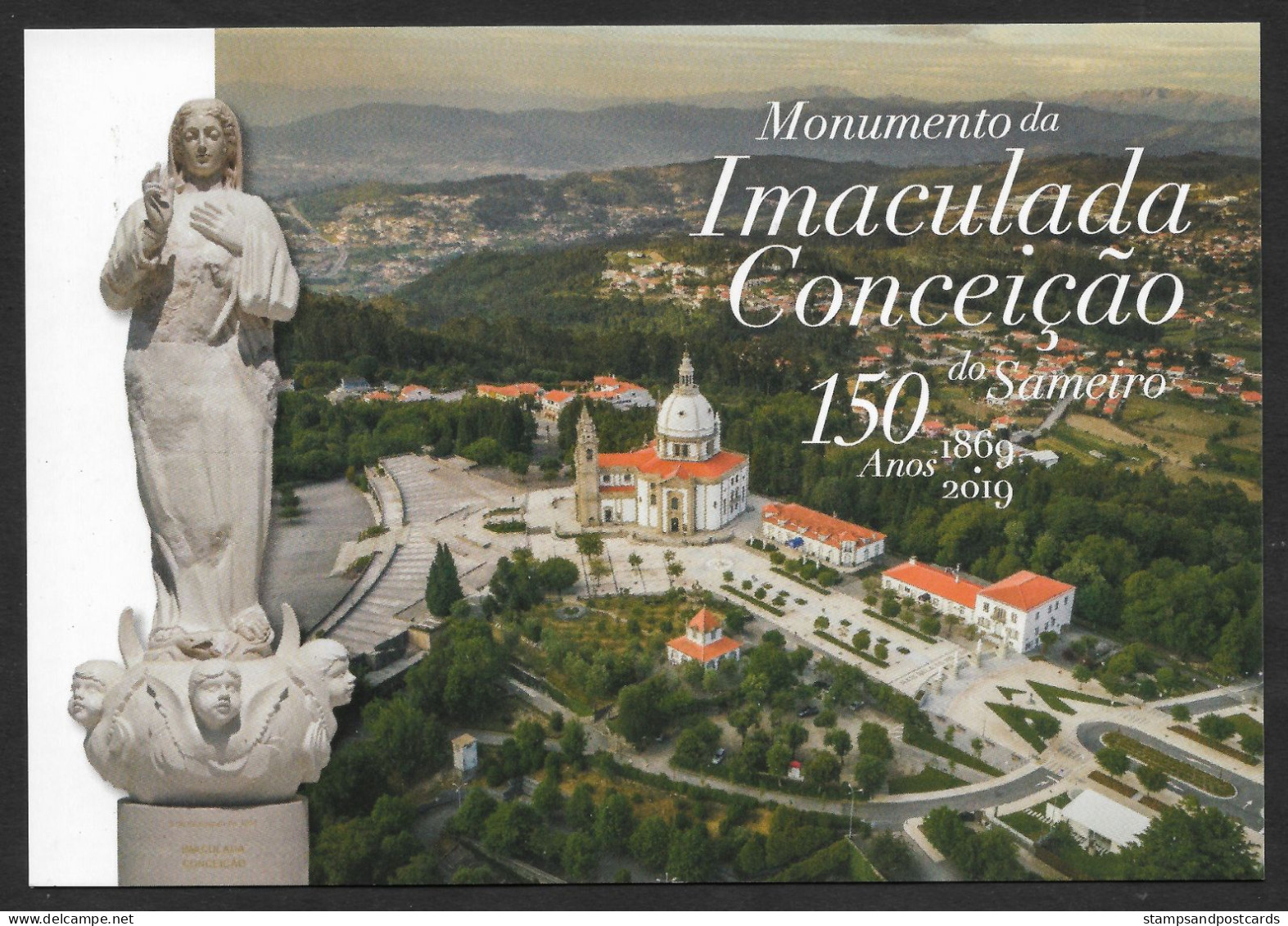 Portugal Entier Postal Notre-Dame Immaculée Conception Basilique Sameiro Cachet Braga 2019 Stationery Sanctuary Pmk - Ganzsachen