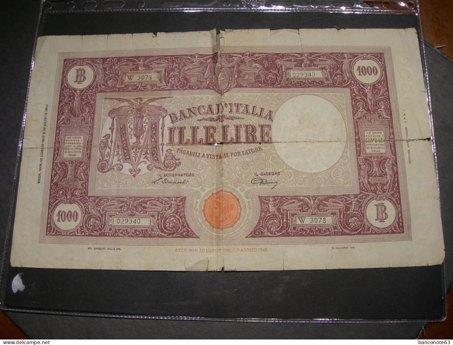 Italia 1000 Lire 12/07/1947 - 1000 Liras