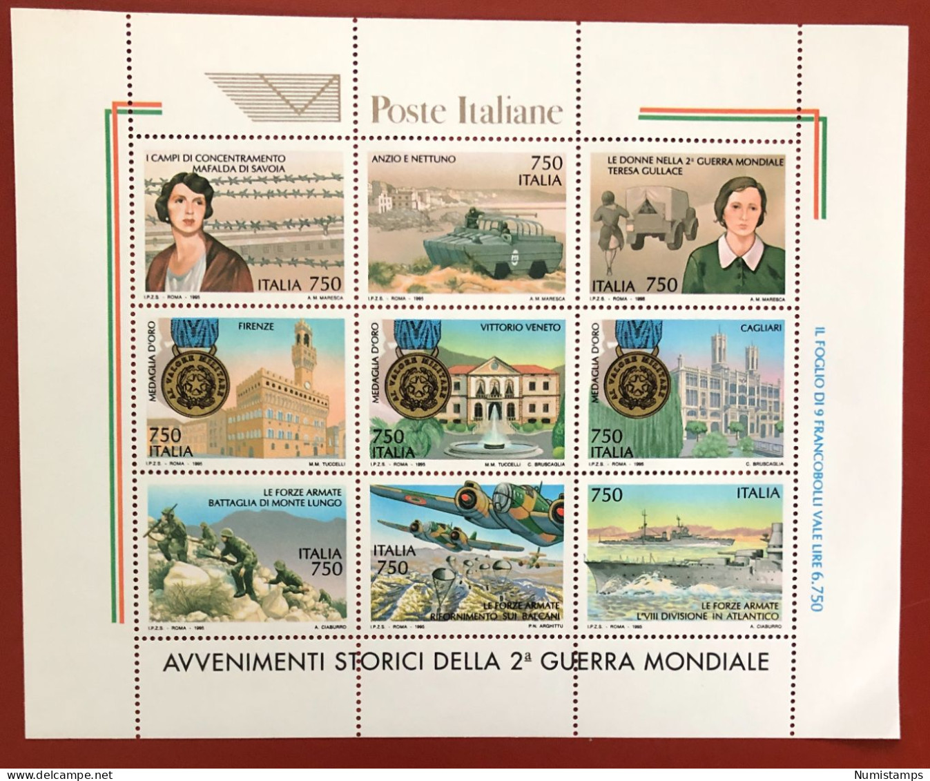 Italia - 50th Anniversary Of End Of Second World War - 1995 - Blokken & Velletjes