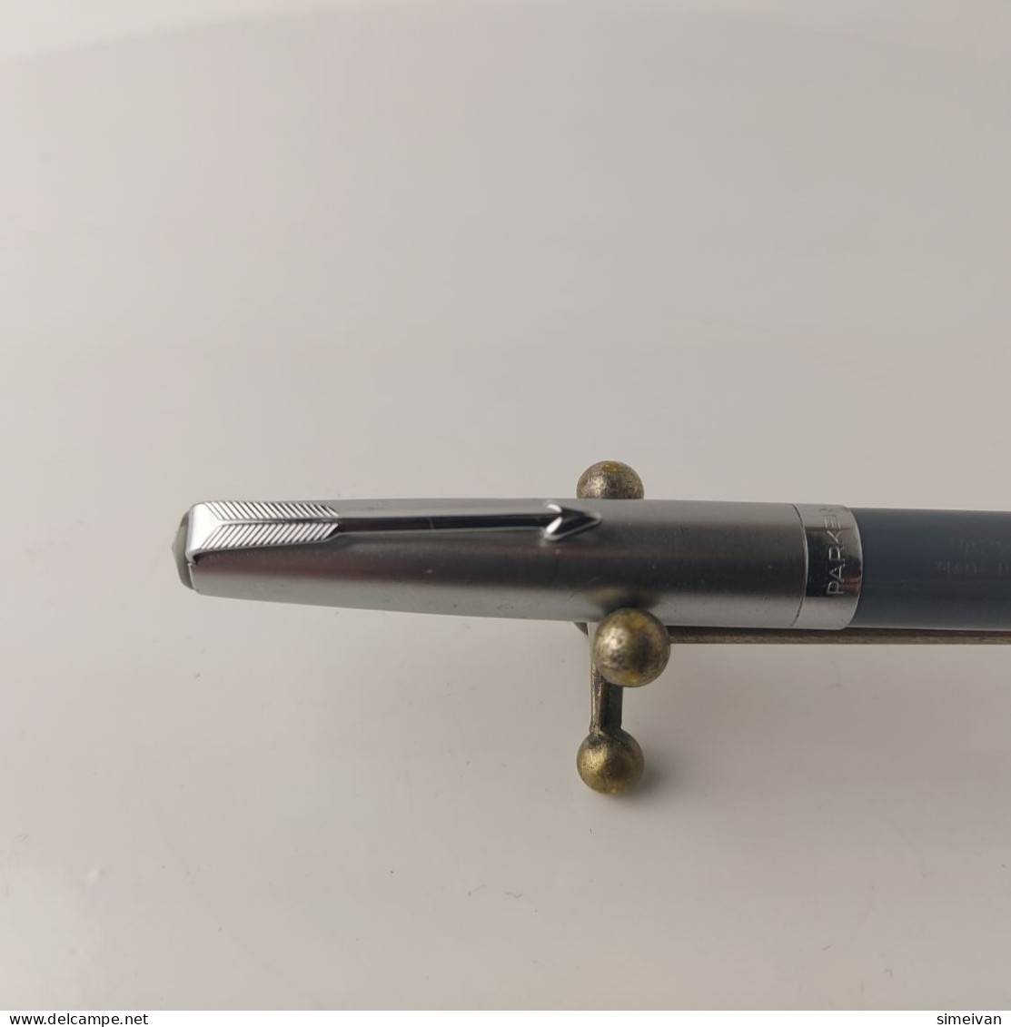 Vintage Fountain Pen Parker 17 Grey Plastic Steel Cap Fine Nib Made In France #5521 - Lapiceros