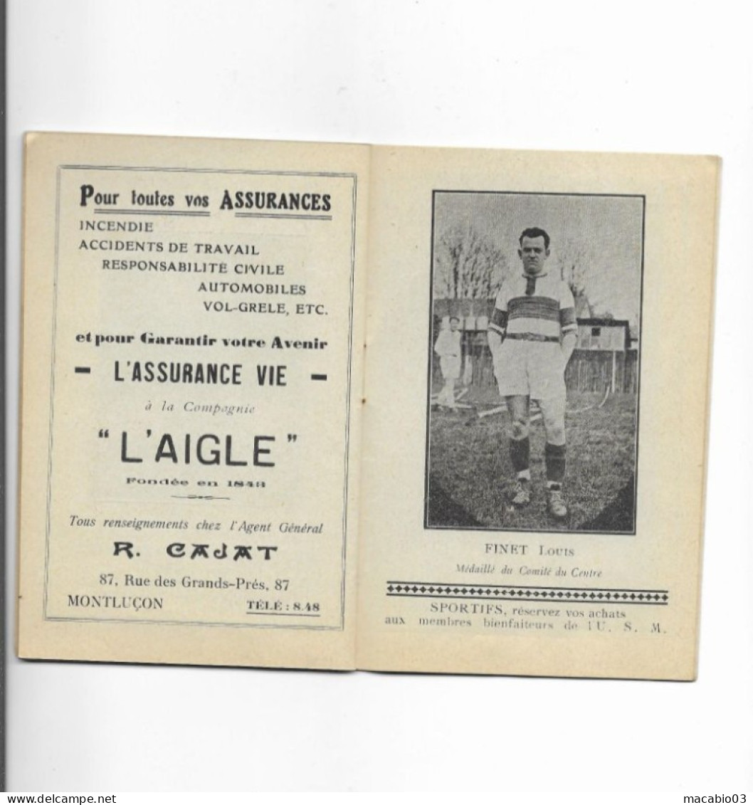 Vieux Papiers - Calendrier De L' Union Sportive Montluçonnaise Rugby Saison 1933 -1934 - Klein Formaat: 1921-40