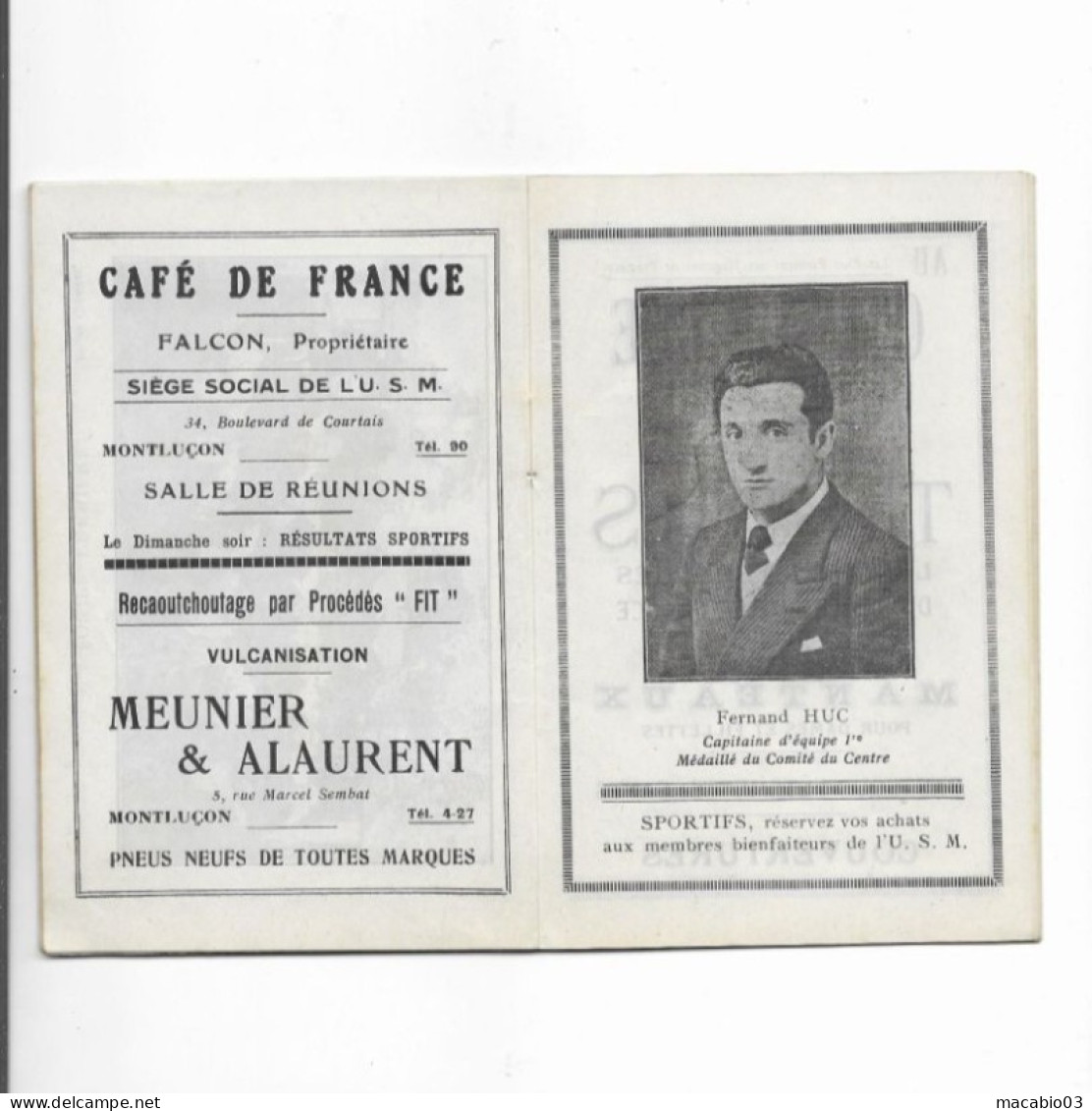 Vieux Papiers - Calendrier De L' Union Sportive Montluçonnaise Rugby Saison 1934 -1935 - Kleinformat : 1921-40