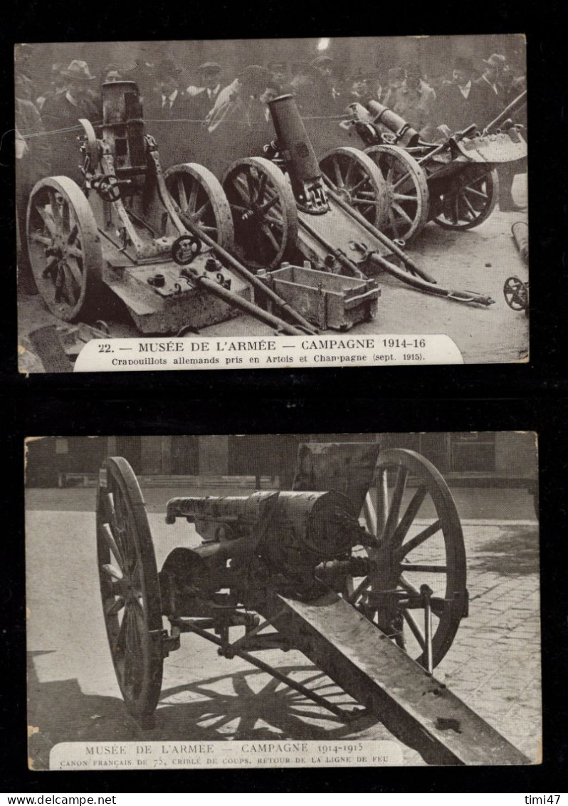 R716  /  14 Cartes Postales Musée De L'Armée 1914-1918 PARIS  (Canons/mines/obus/crapouillot Etc - Musées