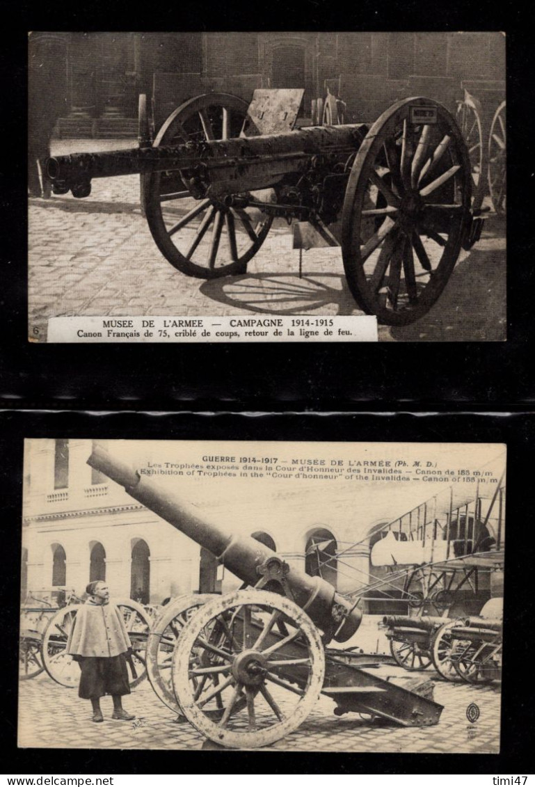 R716  /  14 Cartes Postales Musée De L'Armée 1914-1918 PARIS  (Canons/mines/obus/crapouillot Etc - Musées