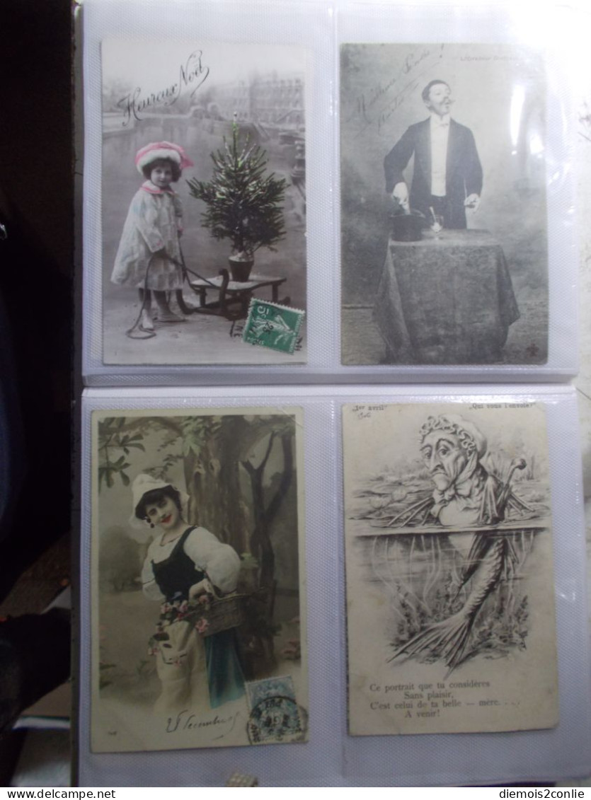 Album Lot 64 CPA Cartes Postales Fantaisies Diverses - FRANCE Envoi Gratuit - (Album 1) - Collezioni E Lotti