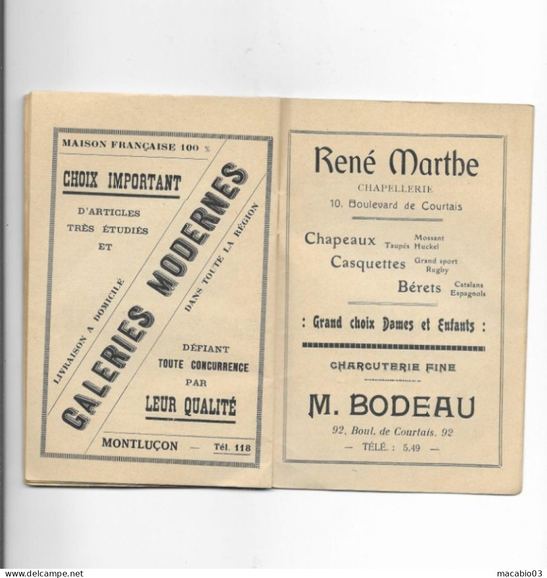 Vieux Papiers - Calendrier De L' Union Sportive Montluçonnaise Rugby Saison 1935 -1936 - Kleinformat : 1921-40