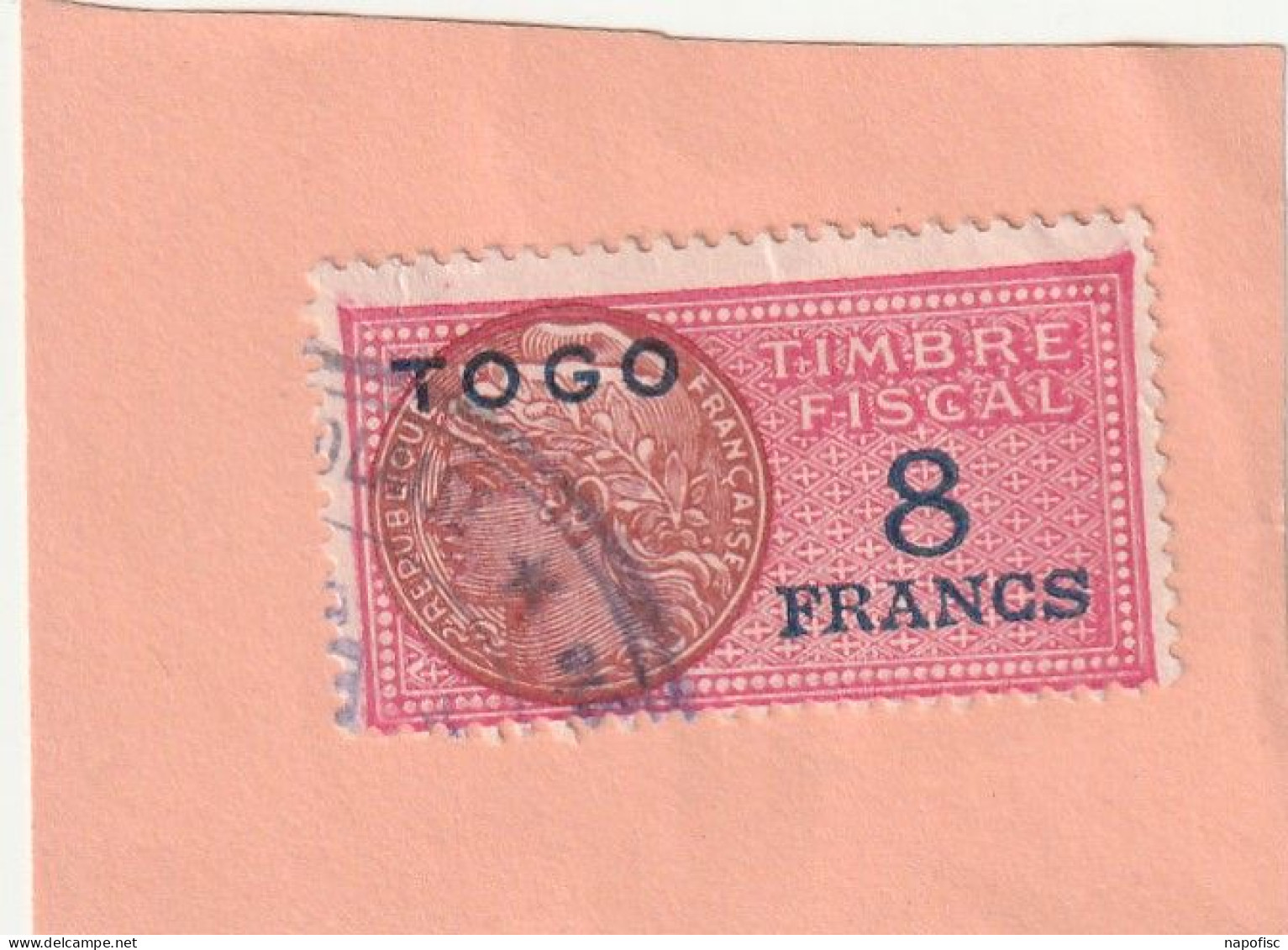 A.O.F  Togo Timbre Fiscal 8 Francs - Other & Unclassified