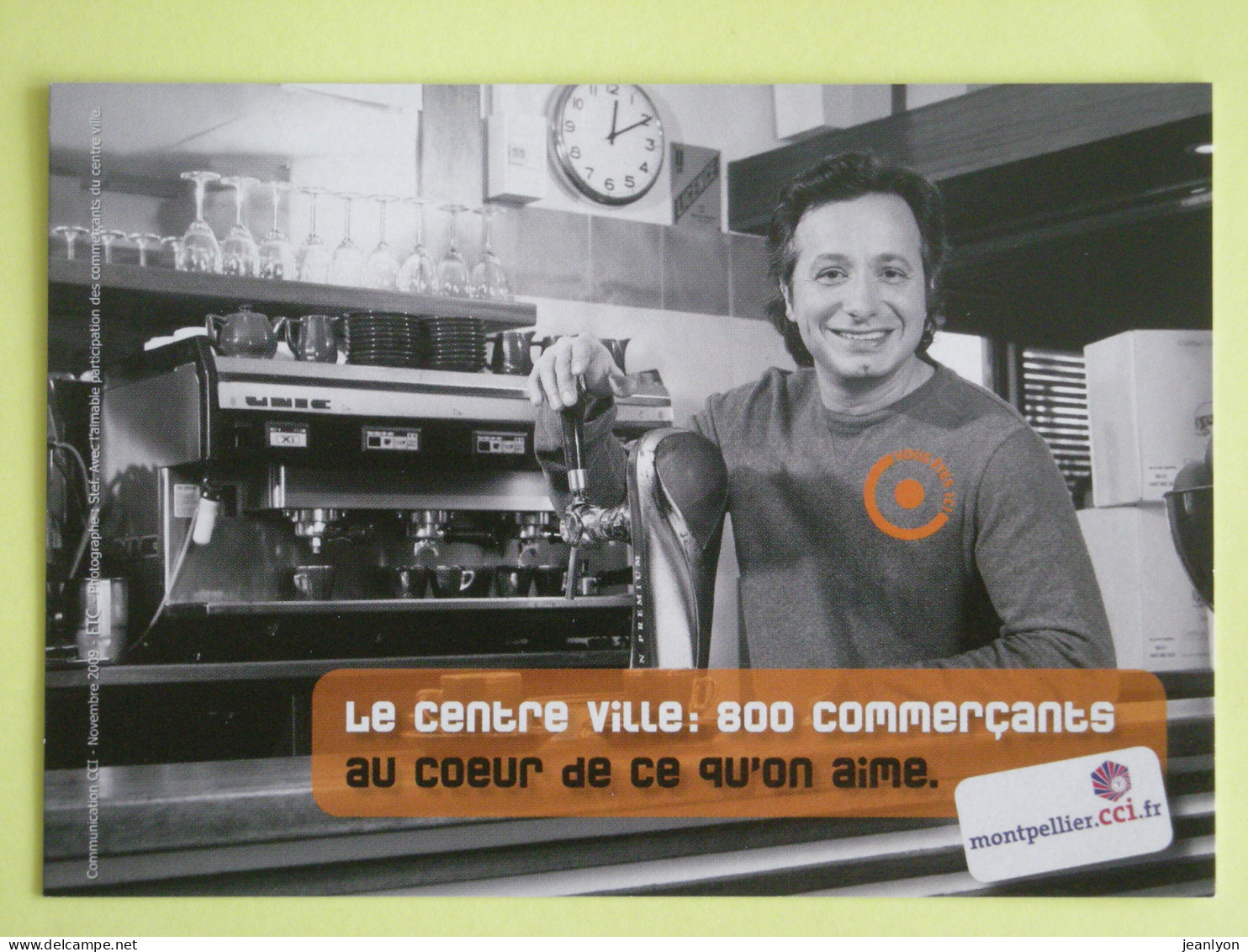 COMMERCE / CAFETIER - Comptoir , Machine à Café, Tasses, Verres... - Carte Publicitaire Commençants Montpellier - Cafes