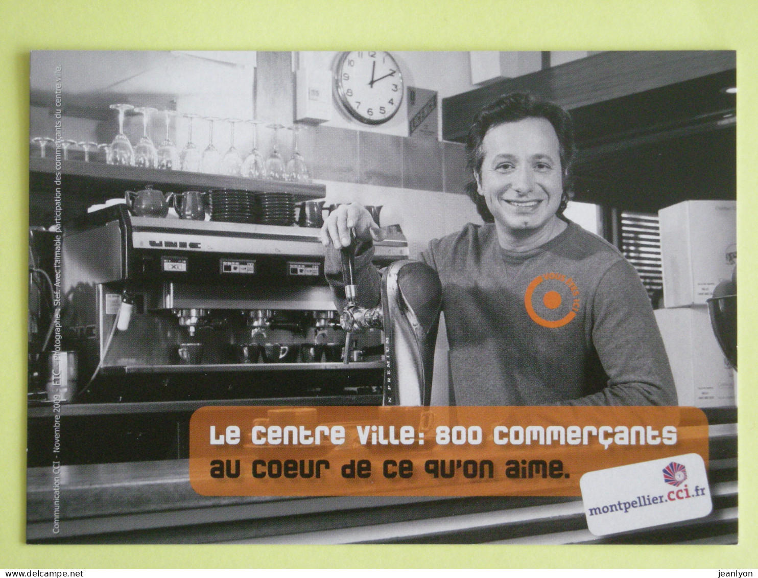 COMMERCE / CAFETIER - Comptoir , Machine à Café, Tasses, Verres... - Carte Publicitaire Commençants Montpellier - Caffé