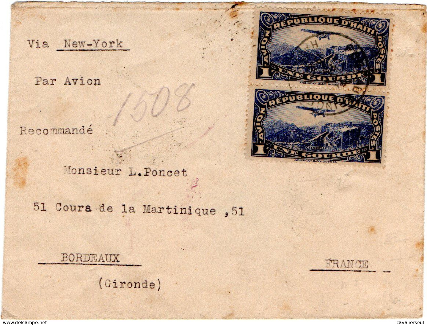 LSC - HAITI Pour BORDEAUX Via NEW-YORK - PORT -au-PRINCE / 7 DEC 1935 - Haiti