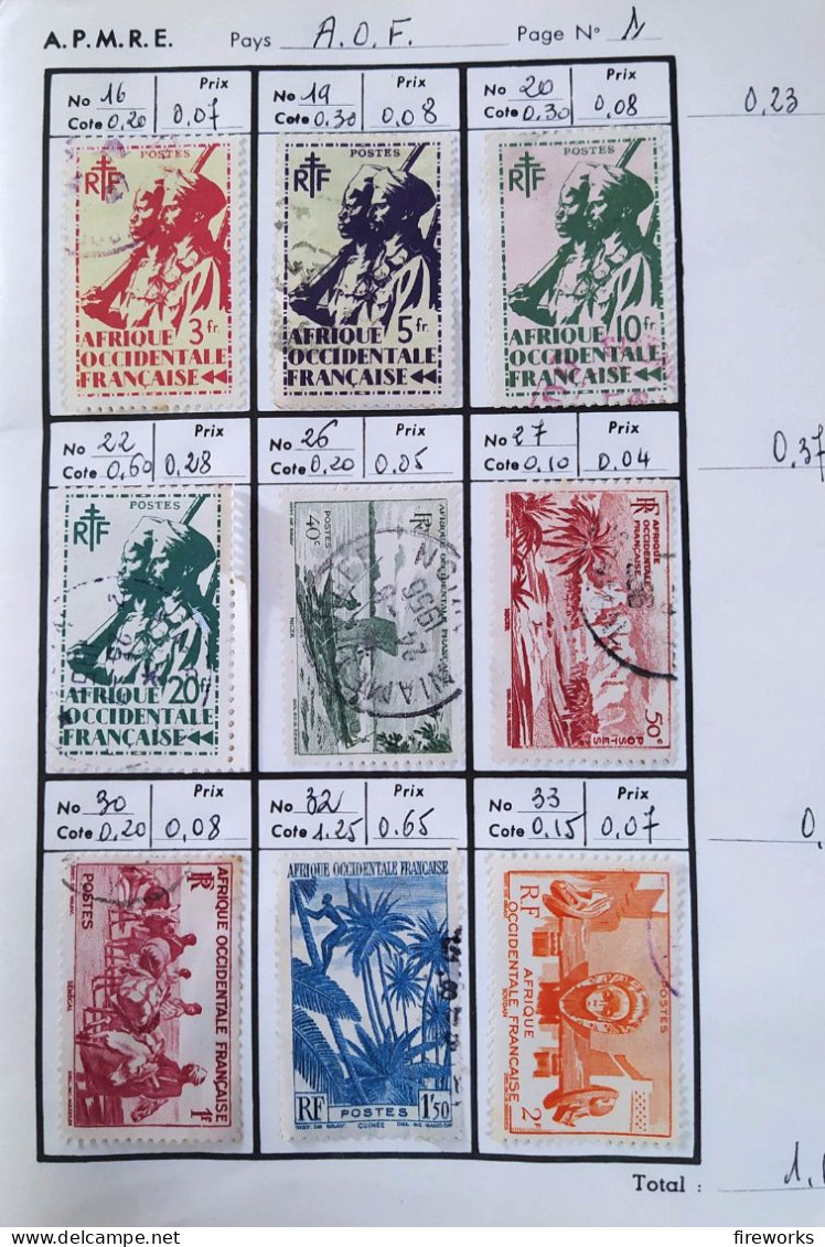 145 Timbres Colonies Françaises (AOF - Dahomey - Guinée - Cameroun) - Used Stamps