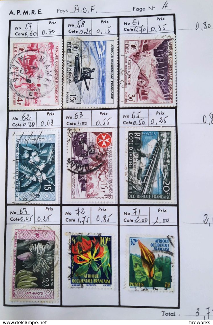 145 Timbres Colonies Françaises (AOF - Dahomey - Guinée - Cameroun) - Gebraucht