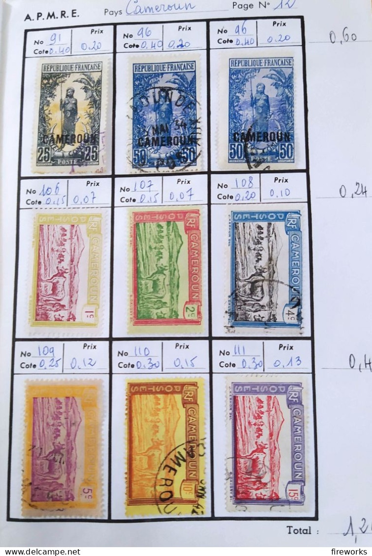 145 Timbres Colonies Françaises (AOF - Dahomey - Guinée - Cameroun)