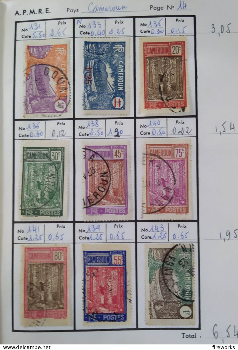 145 Timbres Colonies Françaises (AOF - Dahomey - Guinée - Cameroun)