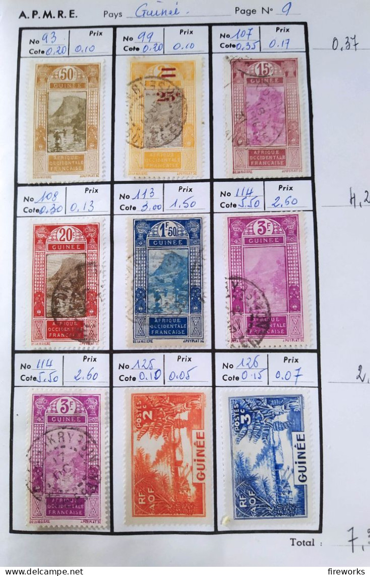 145 Timbres Colonies Françaises (AOF - Dahomey - Guinée - Cameroun)