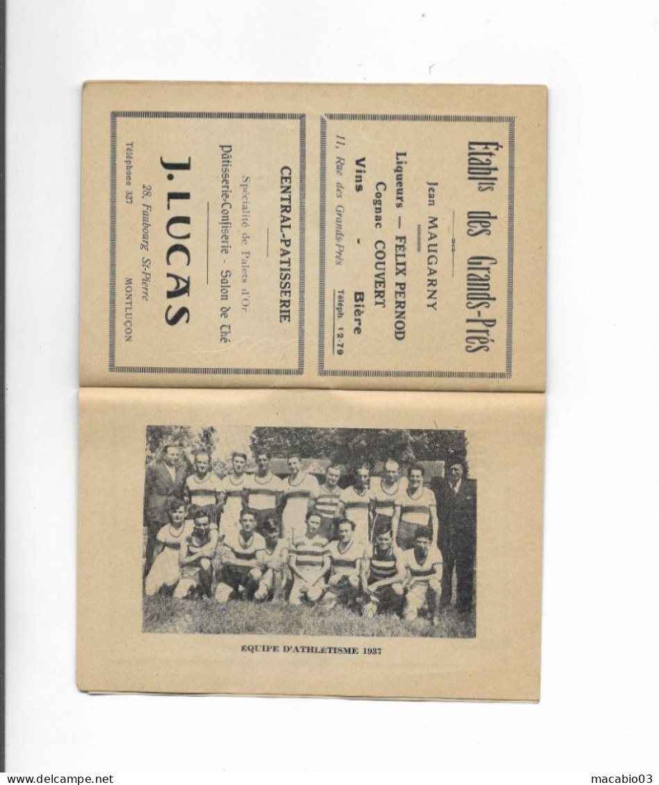 Vieux Papiers - Calendrier De L' Union Sportive Montluçonnaise Rugby Saison 1937 -1938 - Tamaño Pequeño : 1921-40