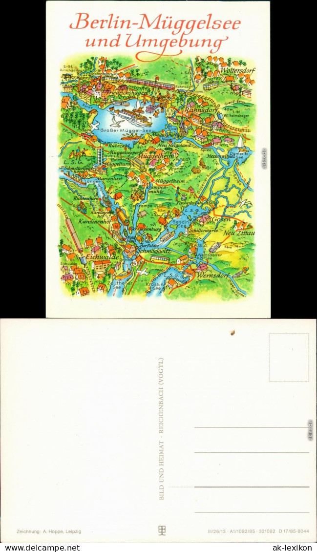 Ansichtskarte Köpenick-Berlin Landkarte: Berlin-Müggelsee Und Umgebung 1980 - Köpenick