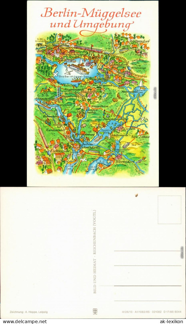 Ansichtskarte Köpenick-Berlin Landkarte: Berlin-Müggelsee Und Umgebung 1980 - Koepenick