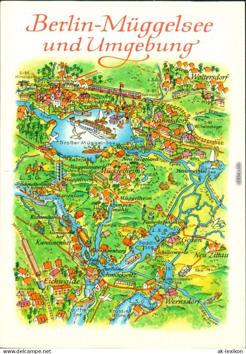 Ansichtskarte Köpenick-Berlin Landkarte: Berlin-Müggelsee Und Umgebung 1980 - Köpenick
