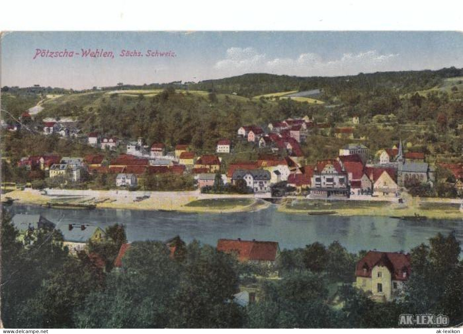 Ansichtskarte Pötzscha-Wehlen Panorama - Ansicht 1924 - Wehlen
