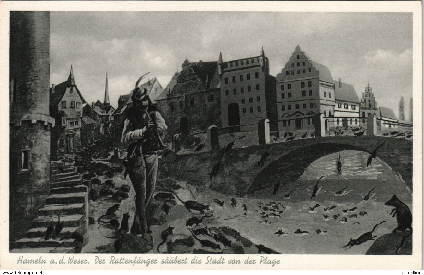 Ansichtskarte Hameln Rattenfänger Säubert Stadt Von Ratten Plage 1930 - Hameln (Pyrmont)