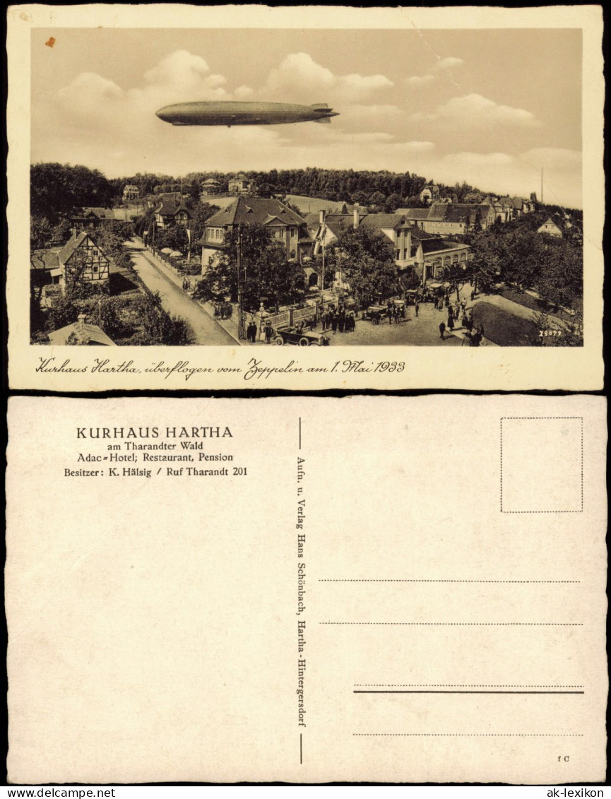 Ansichtskarte Hartha 1. Mai Zeppelin Luftschiff über Der Stadt 1933 - Hartha