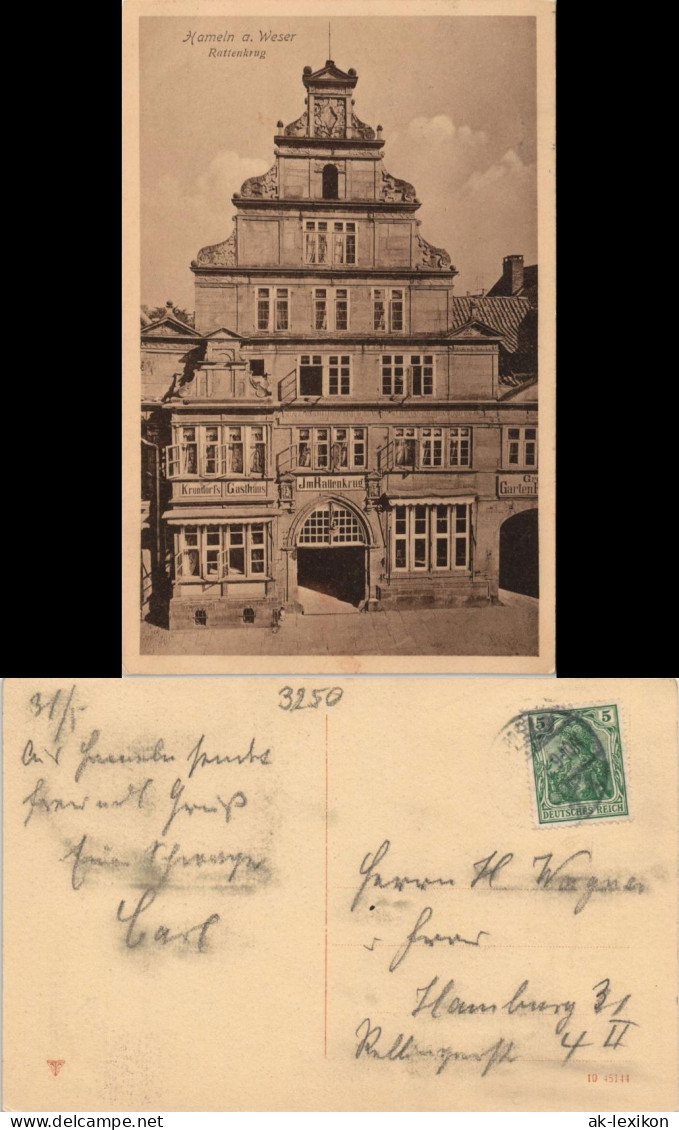 Ansichtskarte Hameln Krundorf`s Gasthaus Rattenkrug 1910 - Hameln (Pyrmont)