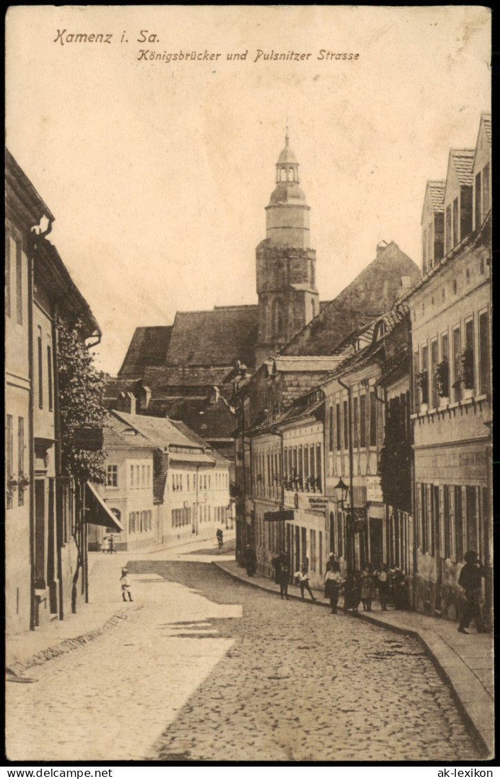Ansichtskarte Kamenz Kamjenc Königsbrücker Und Pulsnitzer Strasse 1913 - Kamenz