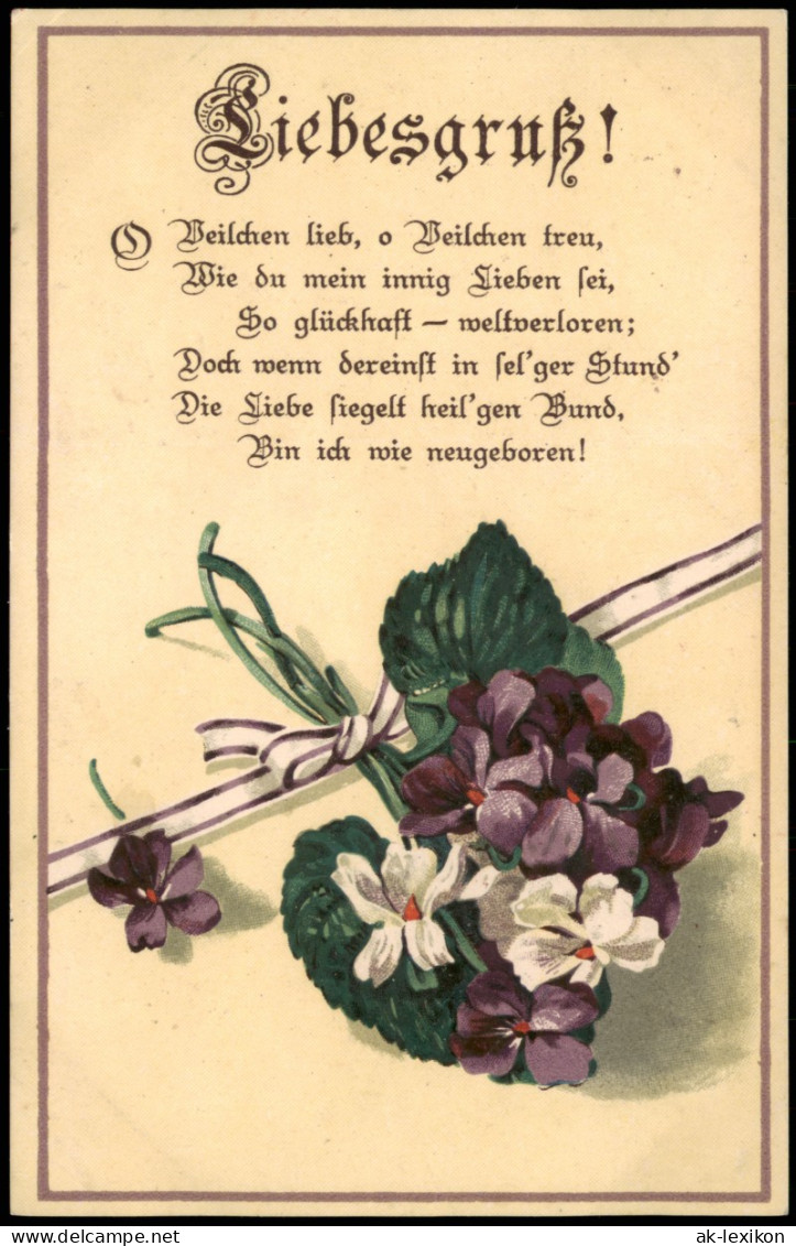Ansichtskarte  Liebes Gedichte/Sprüche: Liebesgruß - Herz Aus Blumen 1917 - Philosophie & Pensées