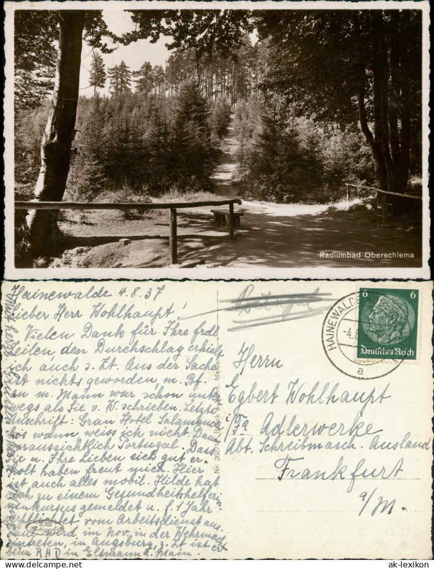 Ansichtskarte Oberschlema-Bad Schlema Wanderweg Mit Rastplatz 1937 - Bad Schlema