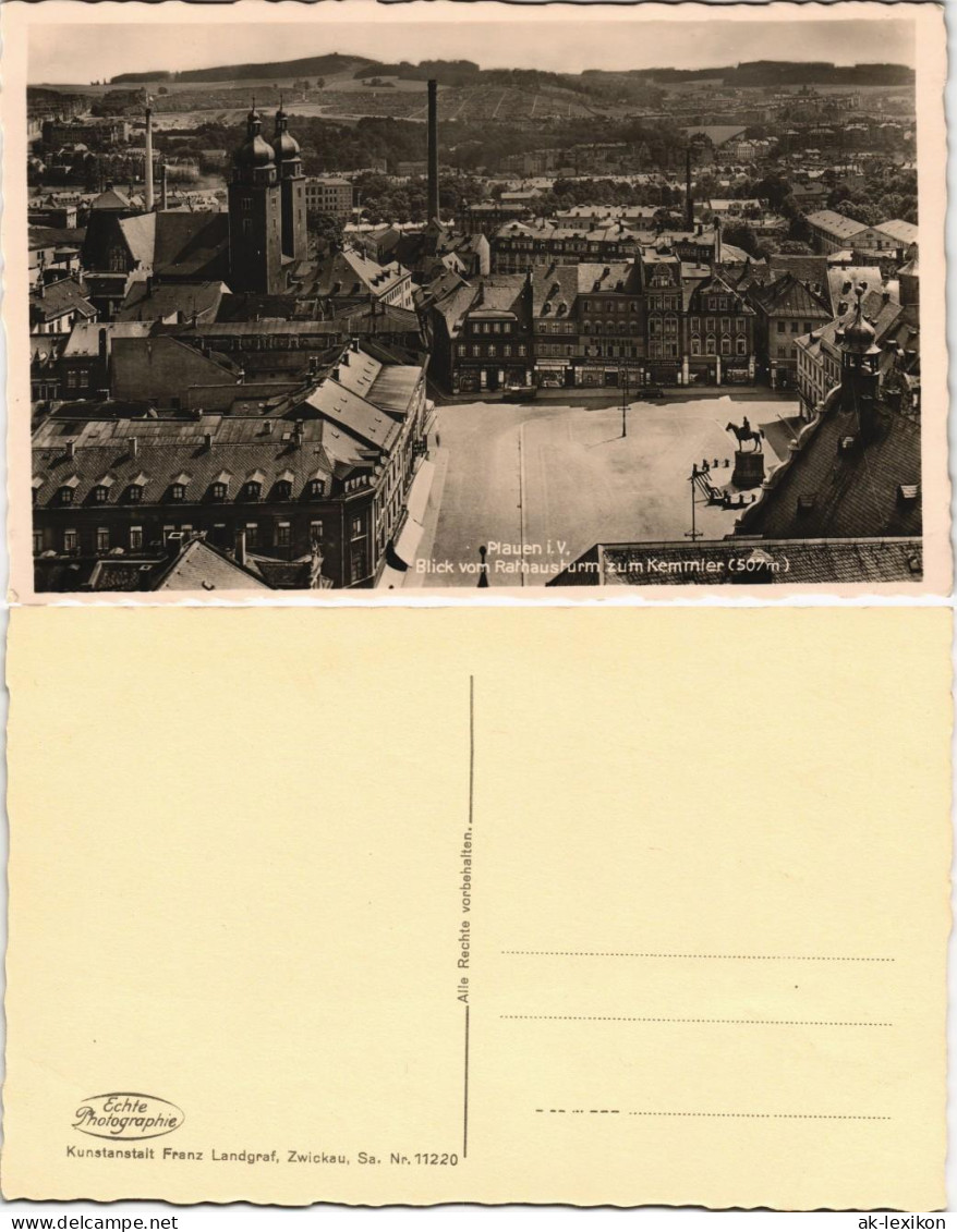Plauen (Vogtland) Panorama Blick Vom Rathausturm Zum Kemmler 1935 - Plauen