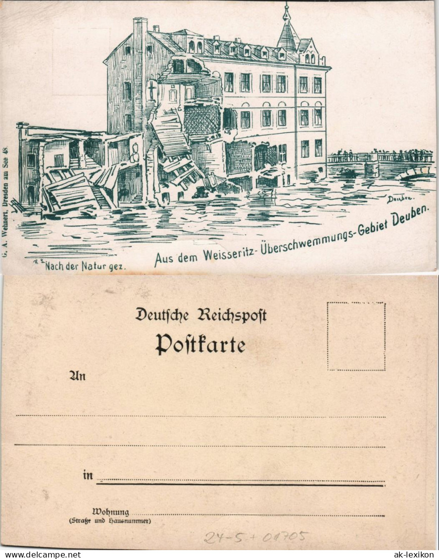 Deuben-Freital Weisseritz Überschwemmungs-Katastrophe, Zerstörtes Haus 1900 - Freital