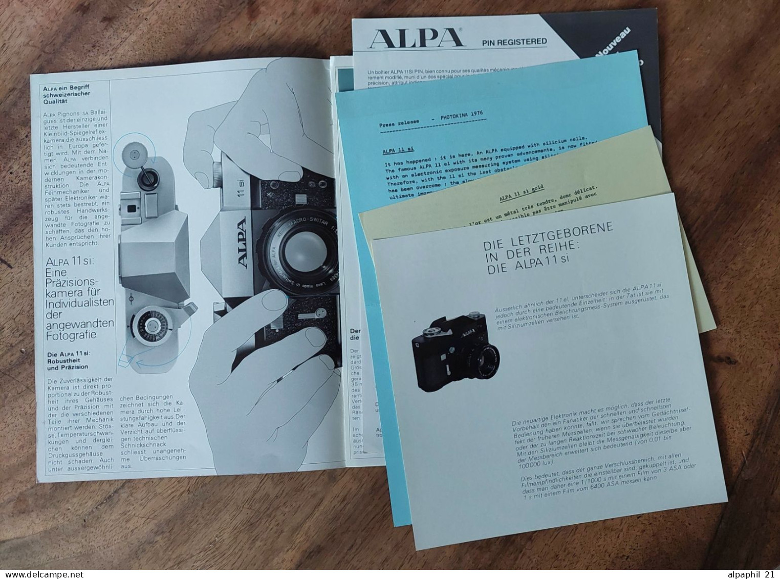 Alpa Reflex, Prospectus Of The Alpa 11 Si, And PIN Regist... - Matériel & Accessoires