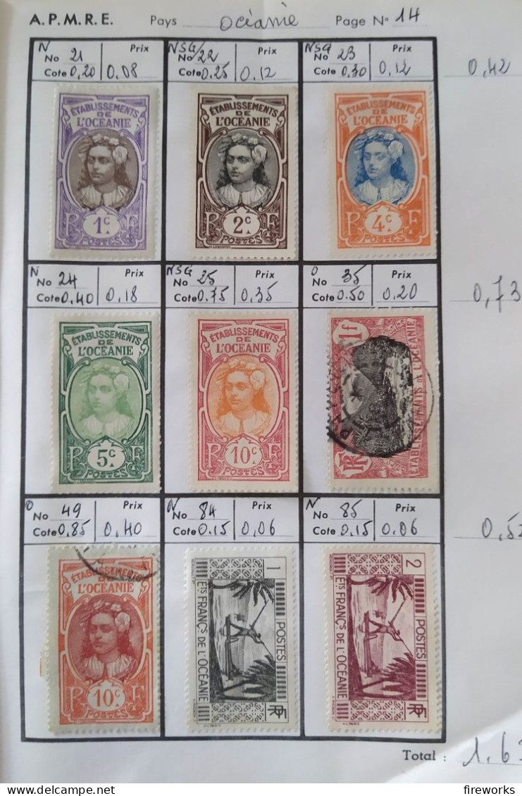 146 Timbres Colonies Françaises (AOF - AEF - Réunion - Guyane - Océanie - etc...)