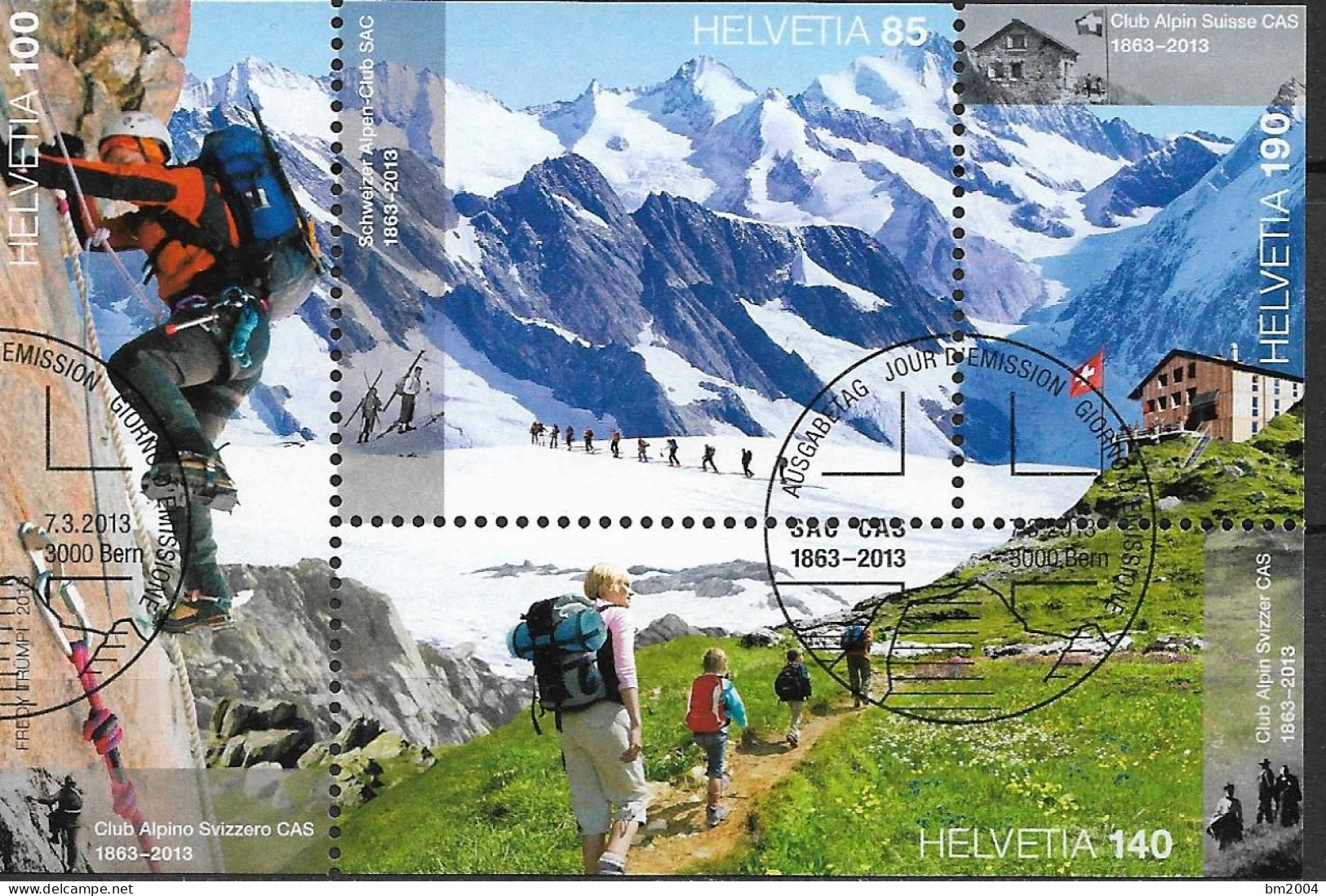 2013 Schweiz   Mi. Bl. 52  FD-used  150 Jahre Schweizer Alpenclub (SAC) - Gebraucht