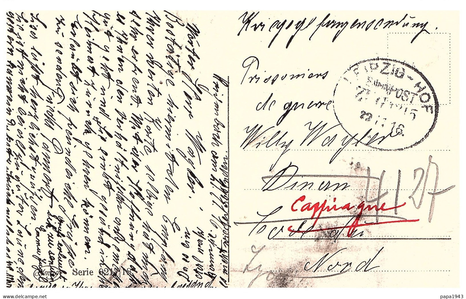1916  CP  Cachet " LEIPZIG - HOT   FeldPost "  Envoyée à CARPIAGNE 13 - Feldpost (postage Free)