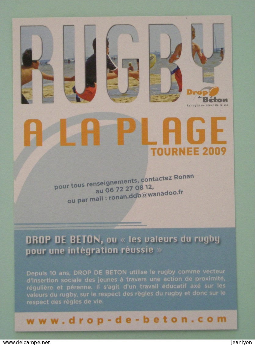 RUGBY - à La Plage - Carte Publicitaire Drop De Béton En Aquitaine Tournée 2009 - Rugby