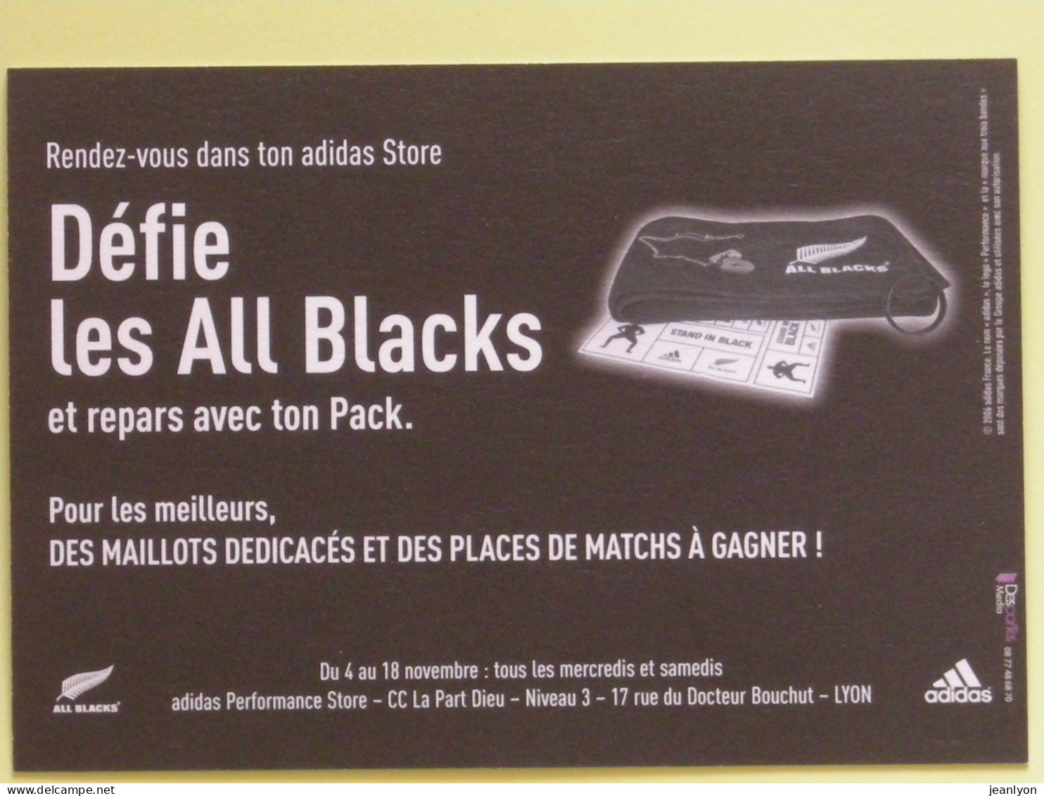 RUGBY - ALL BLACKS - Haka - Carte Publicitaire Adidas Store Lyon - Rugby