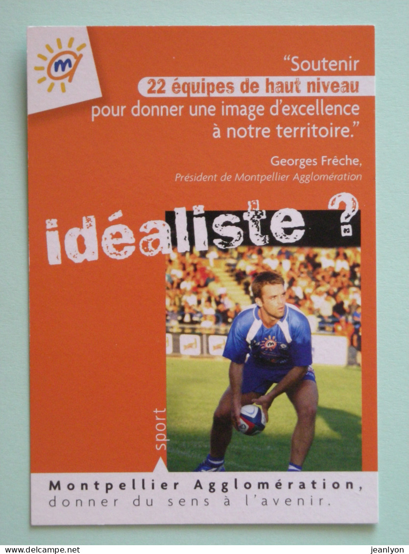 RUGBY - Joueur Avec Ballon & Maillot Montpellier - Carte Publicitaire - Rugby