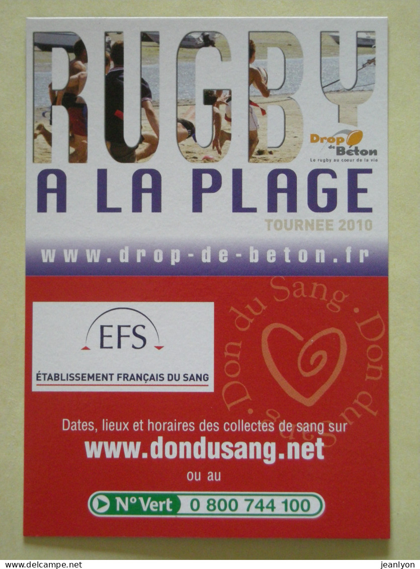 RUGBY - à La Plage - Carte Publicitaire Drop De Béton En Aquitaine Tournée 2010 - Rugby