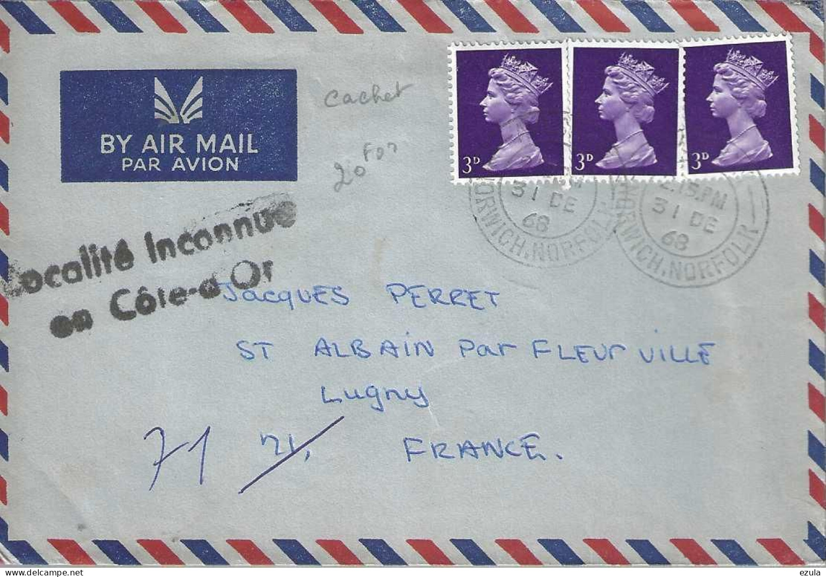 Lettre De Grande Bretagne - Fausse Adresse - Brieven En Documenten