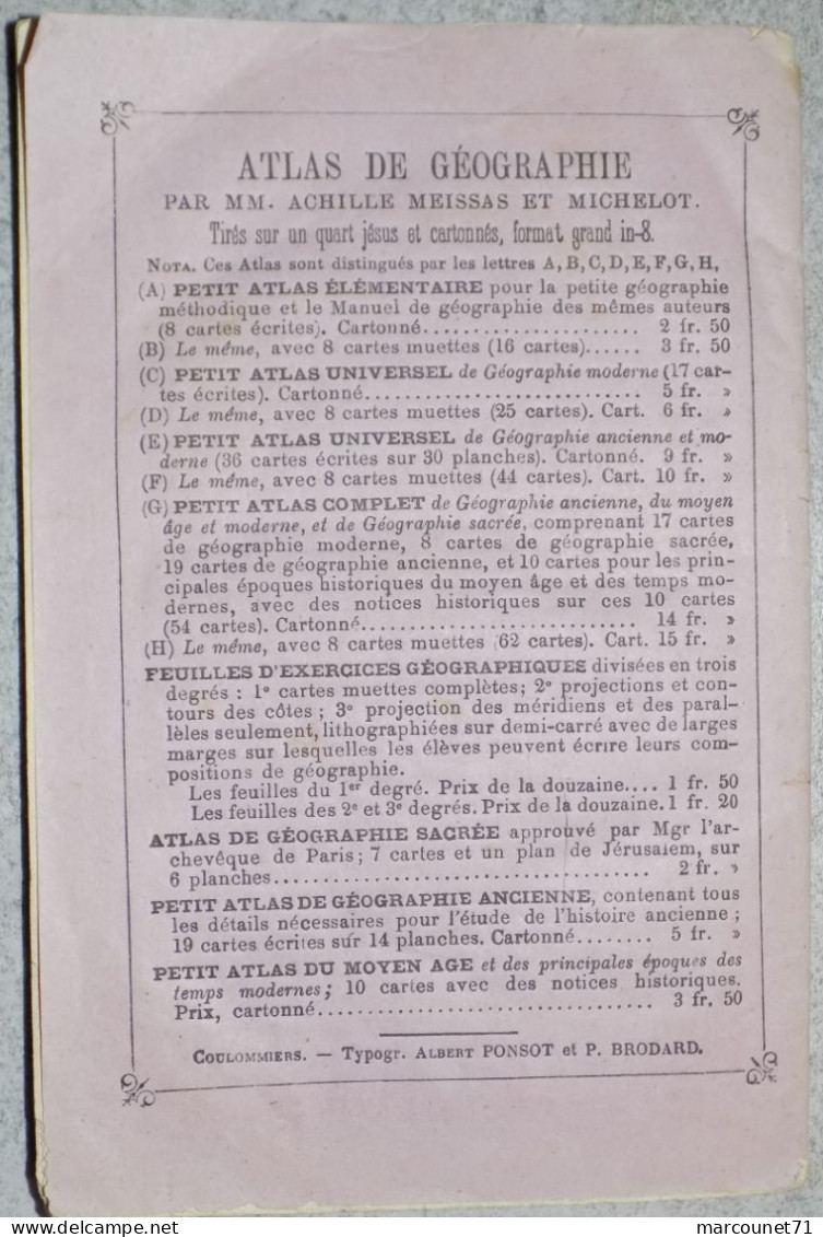 ANCIEN LIVRET 1876 CARTES MURALES ACHILLE MEISSAS ET MICHELOT QUESTIONNAIRE DE LA FRANCE BELGIQUE ET SUISSE HACHETTE - Mappe/Atlanti